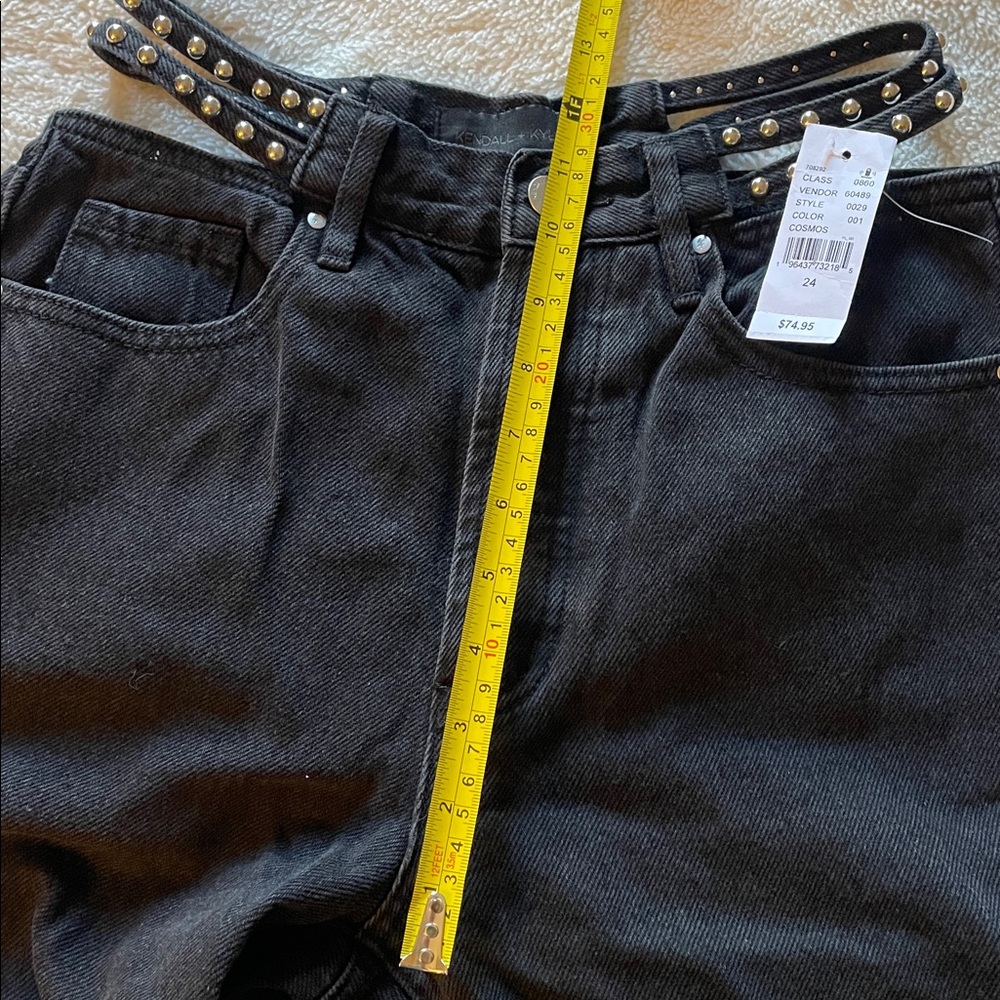 Kendall & Kylie Gray Straight Leg Jeans with‎ Studded Waist Straps - Picture 4 of 10